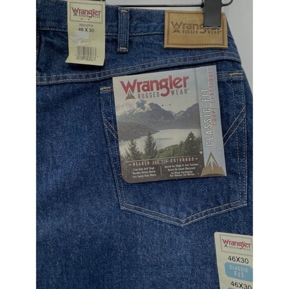 Wrangler Rugged Wear Classic Fit Bootcut Denim Dark Blue Mens 46x30 New - Picture 3 of 12